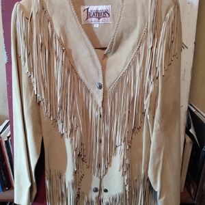 Vintage fringed genuine suede jacket